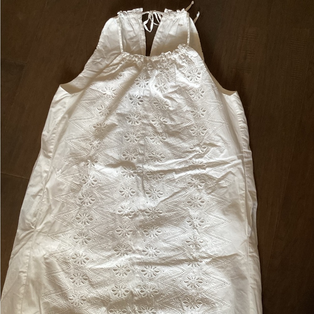 RACHEL Rachel Roy White Midi Eyelet Tunic Dress Medium w/pockets #cottage core